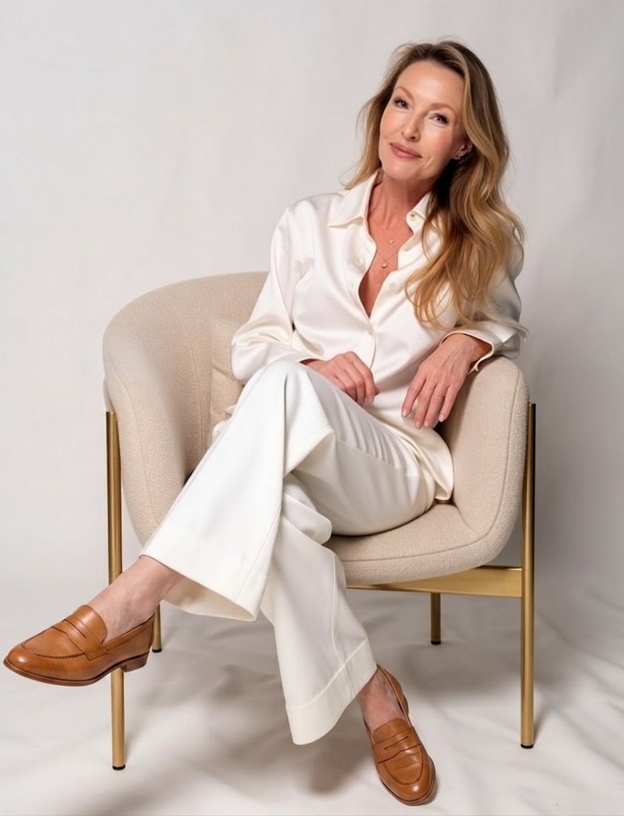 Rachel Kelloway seated in a cream chair